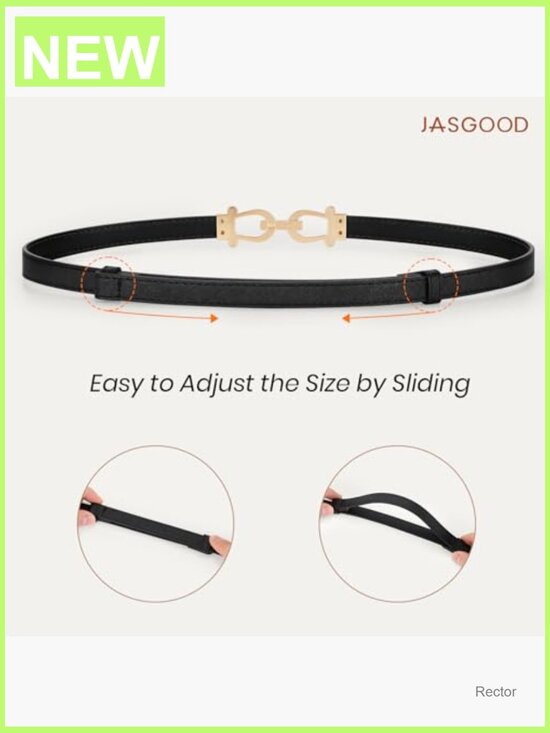 2 Pack Skinny PU Leather Belts - Adjustable Waist Belt for Jeans & Dresses with main image 4